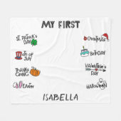 Couverture Polaire Jalon mon premier Vacances moderne mignon bébé (Devant (Horizontal))