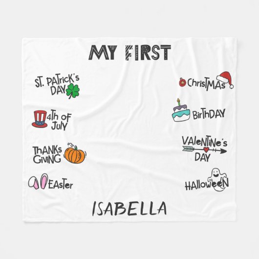 Couverture Polaire Jalon mon premier Vacances moderne mignon bébé (Devant (Horizontal))