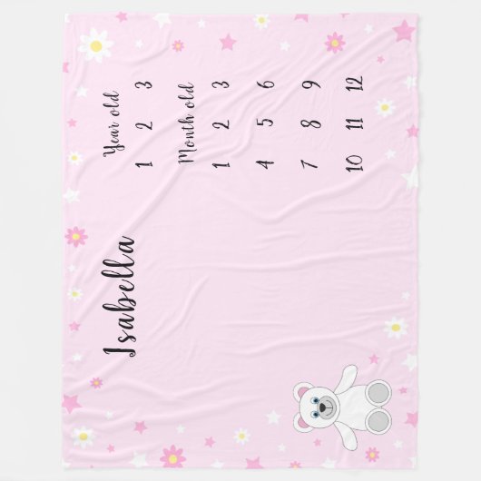 Couverture Polaire Jalon rose bébé fille (Devant)