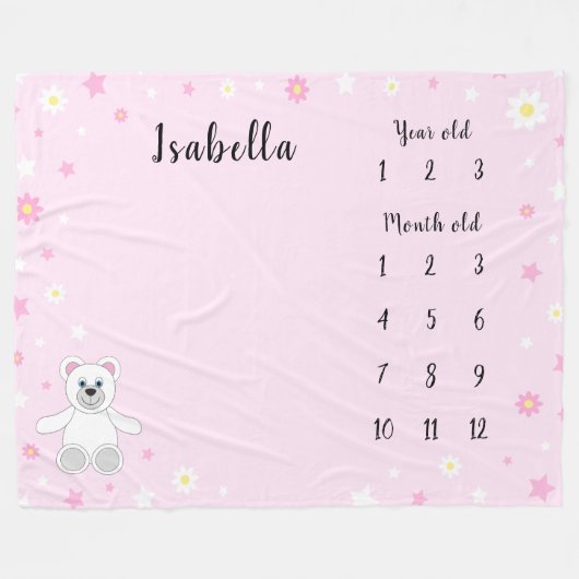 Couverture Polaire Jalon rose bébé fille (Devant (Horizontal))