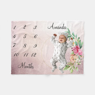 Couverture Polaire Jalon Rose Gold Vintage Décoloré Bébé Souvenir