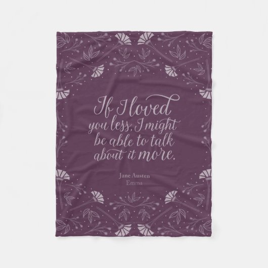 Couverture Polaire Jane Austen Emma Purple Floral Love Citation (Devant)