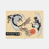 Couverture Polaire Japanese crane bird and blooming sakura (Devant (Horizontal))