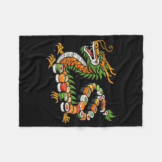 Couverture Polaire Japanese Dragon Sushi Funny Japanese Food Art Men (Devant (Horizontal))