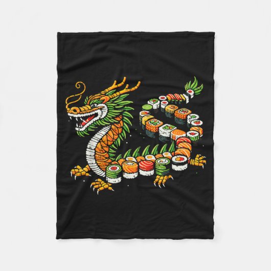Couverture Polaire Japanese Dragon Sushi Funny Japanese Food Art Men (Devant)