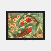 Couverture Polaire Japanese Koi Fish Cherry Blossoms Sakura Art Men W (Devant (Horizontal))