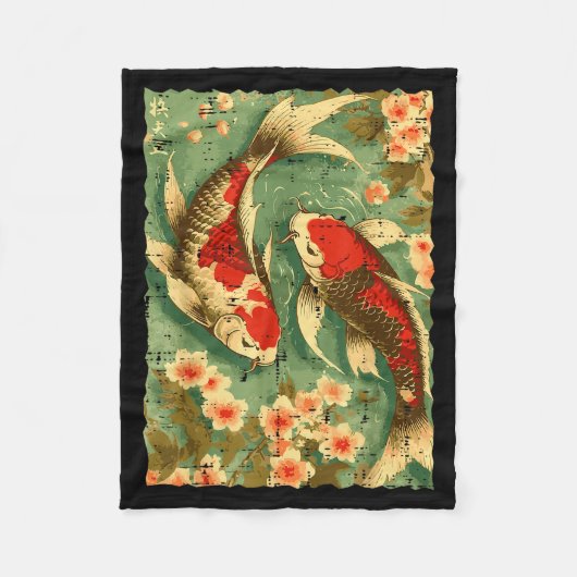 Couverture Polaire Japanese Koi Fish Cherry Blossoms Sakura Art Men W (Devant)