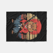 Couverture Polaire Japanese Samurai Capybara  (Devant (Horizontal))