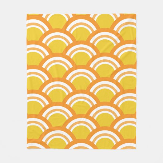 Couverture Polaire Japon Vague Seigaiha Motif Jaune Orange (Devant)