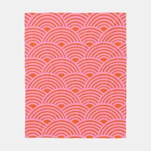 Couverture Polaire Japon Vague Seigaiha Motif Preppy Orange rose