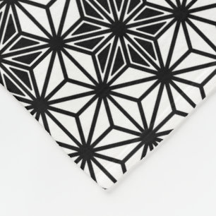 Couverture Polaire Japonais Asanoha motif - blanc et noir