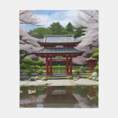 Couverture Polaire Japonais Sakura Cherry Blossom Garden Shrine Pond (Devant)