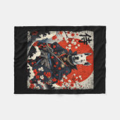 Couverture Polaire Japonais Samurai Pitbull Tattoo Kawaii Ukiyo-e Nin (Devant (Horizontal))