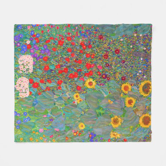 Couverture Polaire Jardin agricole de Gustav Klimt avec tournesols (Devant (Horizontal))