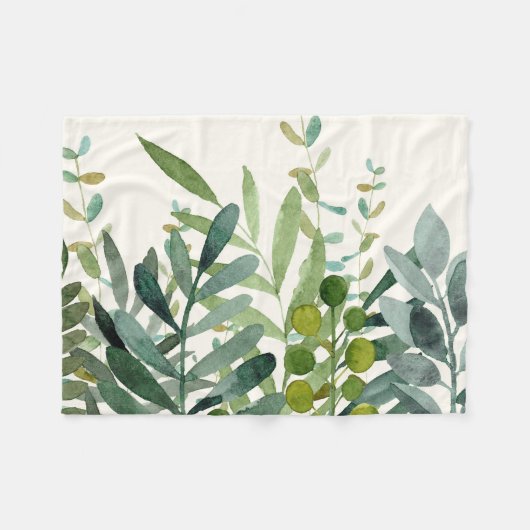 Couverture Polaire Jardin - Aquarelle Rustique Botanique Feuille (Devant (Horizontal))