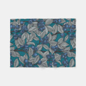 Couverture Polaire Jardin aux bleuets, bleu et gris (Devant (Horizontal))