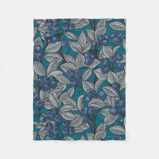Couverture Polaire Jardin aux bleuets, bleu et gris (Devant)