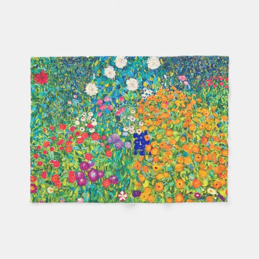 Couverture Polaire Jardin aux fleurs, Gustav Klimt (Devant (Horizontal))