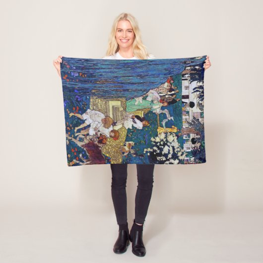 Couverture Polaire Jardin avec chien et chat, Jessie Willcox Smith (En situation)