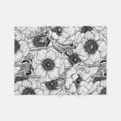 Couverture Polaire Jardin d'anémones en noir et blanc (Devant (Horizontal))