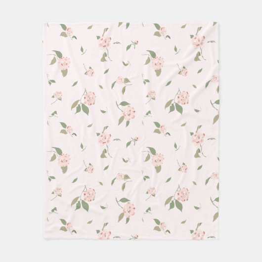 Couverture Polaire Jardin de Camélias Rose - Confort Floral Délicat (Devant)