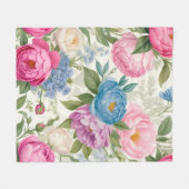Couverture Polaire Jardin de campagne Roses et pivoines Floral (Devant (Horizontal))