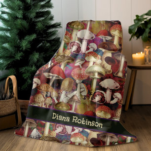 Couverture Polaire Jardin de champignons de champignons rouges mignon