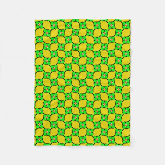 Couverture Polaire Jardin de citron vert et jaune Motif Blanche polai (Devant)