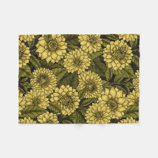 Couverture Polaire Jardin de Dahlia jaune (Devant (Horizontal))