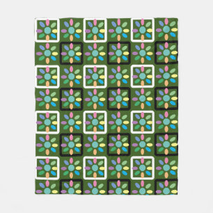 Couverture Polaire Jardin de fleurs à motif géométrique