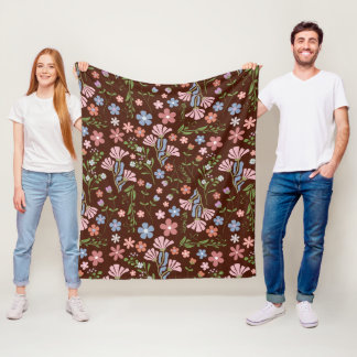 Couverture Polaire Jardin de printemps avec Arrière - plan Brown au c