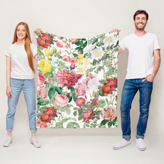 Couverture Polaire Jardin de printemps Vintage Rose (En situation)