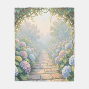 Couverture Polaire Jardin de rêve d'hortensias Arche de pierre Chemin