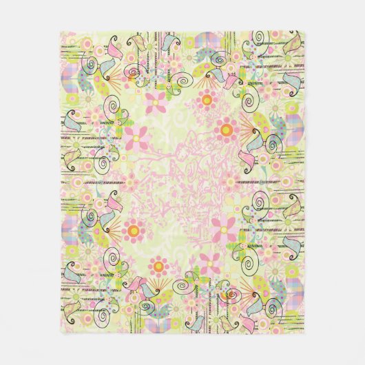 Couverture Polaire Jardin fait sur commande d'oiseau de bébé (Devant)