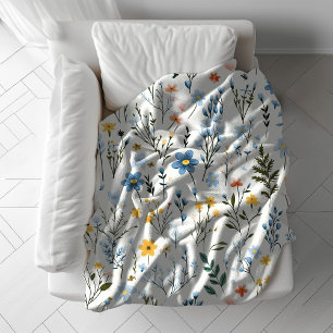 Couverture Polaire Jardin floral coloré moderne Fleur sauvage Nursery