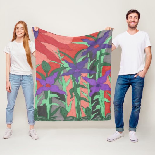 Couverture Polaire Jardin floral Twilight (En situation)