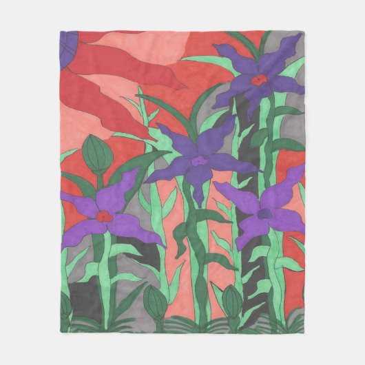 Couverture Polaire Jardin floral Twilight (Devant)