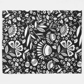 Couverture Polaire Jardin géométrique moderne Floral noir et blanc (Devant (Horizontal))