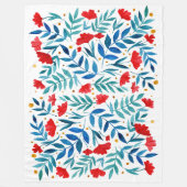 Couverture Polaire Jardin magique - rouge et turquoise. (Devant)