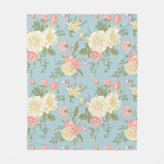 Couverture Polaire Jardin Peony motif floral (Devant)