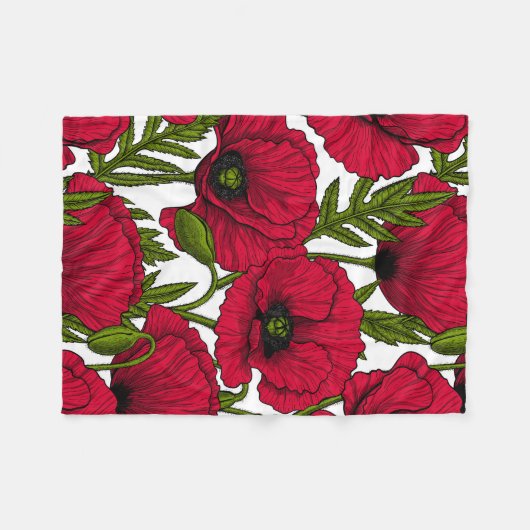 Couverture Polaire Jardin Red Poppy 2 (Devant (Horizontal))