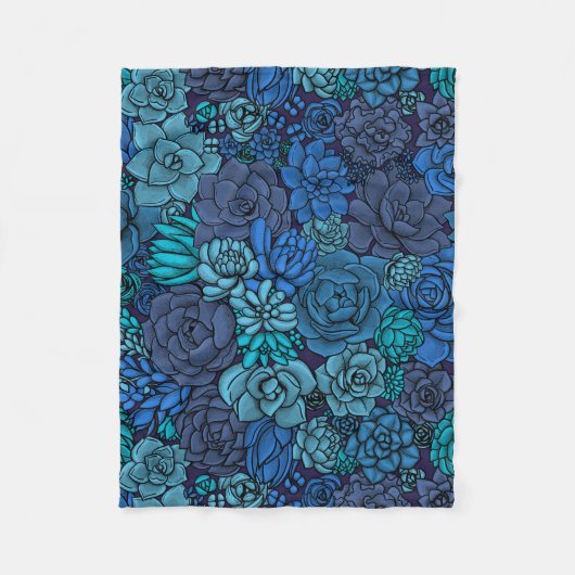 Couverture Polaire Jardin succulent en bleu (Devant)