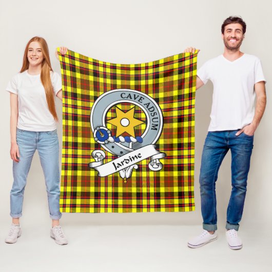 Couverture Polaire Jardine Jaune Clan Badge Tartan Plaid (En situation)