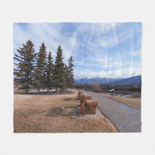 Couverture Polaire Jasper Alberta Vue Des Trains Et Des Montagnes