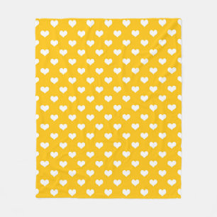 Couverture Polaire Jaune Blanc Amour Coeur Design Motif