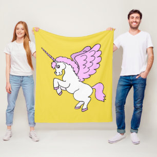 Couverture Polaire Jaune blanc mignon de licorne