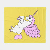 Couverture Polaire Jaune blanc mignon de licorne (Devant (Horizontal))