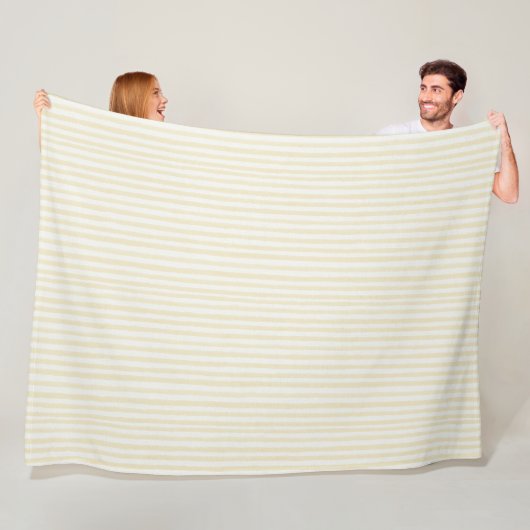 Couverture Polaire Jaune Clair Rayures Blanches (En situation)
