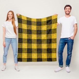 Couverture Polaire Jaune Croix à carreaux noirs Buffalo Check