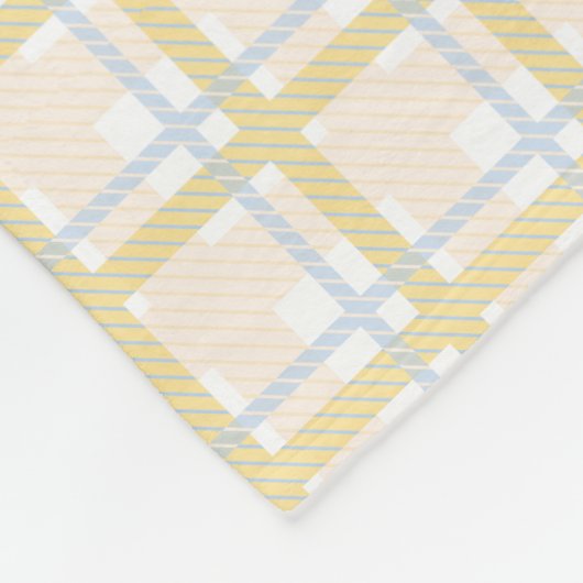 Couverture Polaire Jaune doux avec motif rayé bleu clair Tartan (Coin)